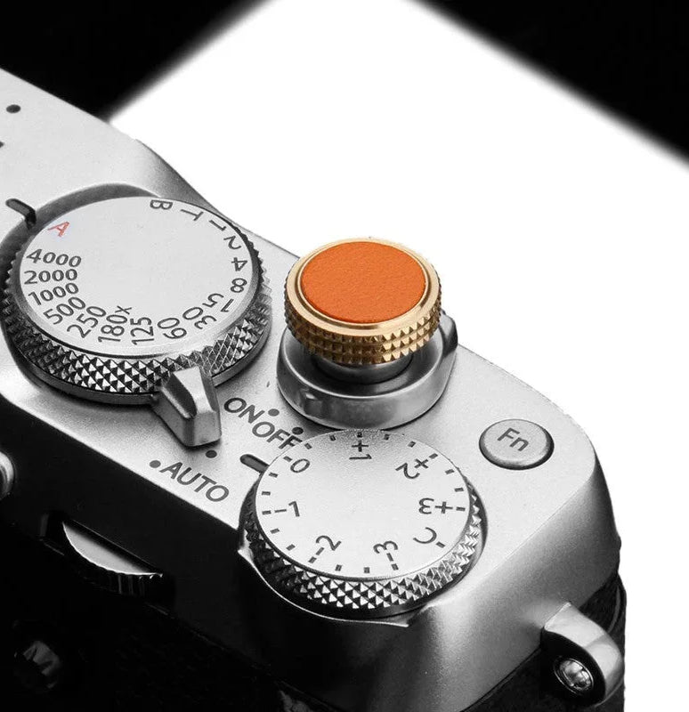 Auslöseknöpfe | Leder, Messing, Orange | Gariz Design | Auslöseknopf Von Gariz | Messing Und Leder | Orange | Für Fujifilm x Und Leica m