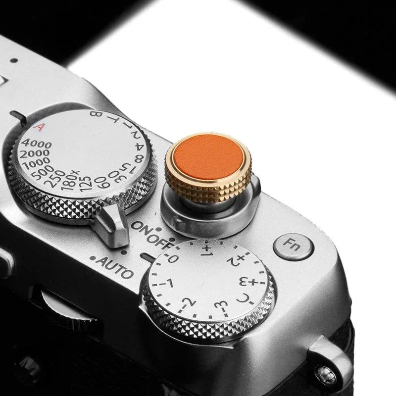 Auslöseknöpfe | Leder, Messing, Orange | Gariz Design | Auslöseknopf Von Gariz | Messing Und Leder | Orange | Für Fujifilm x Und Leica m