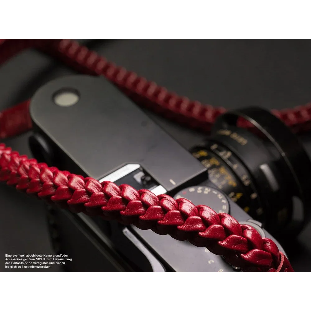 Kameragurte | Leder, Rot | Barton 1972 | Barton 1972 Kamera Schultergurt Aus Leder | Rot | Von Hand Geflochten | 105cm