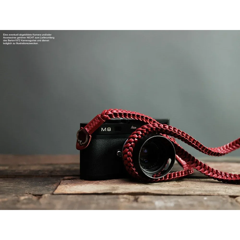 Kameragurte | Leder, Rot | Barton 1972 | Barton 1972 Kamera Schultergurt Aus Leder | Rot | Von Hand Geflochten | 105cm
