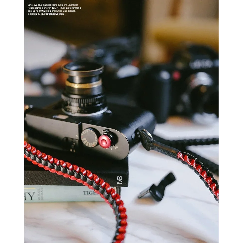 Kameragurte | Leder, Schwarz Und Rot | Barton 1972 | Barton 1972 Tragegurt Für Kamera Aus Leder | Schwarz Rot | Annie Barton | 105cm