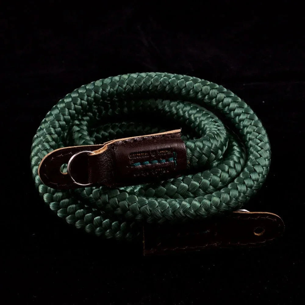 Kameragurte | Khaki / Grün, Leder, Seil | Sailor Strap | Camera Strap Aus Seil Und Italienischem Leder | Dunkelgrün Braun | Handgefertigt