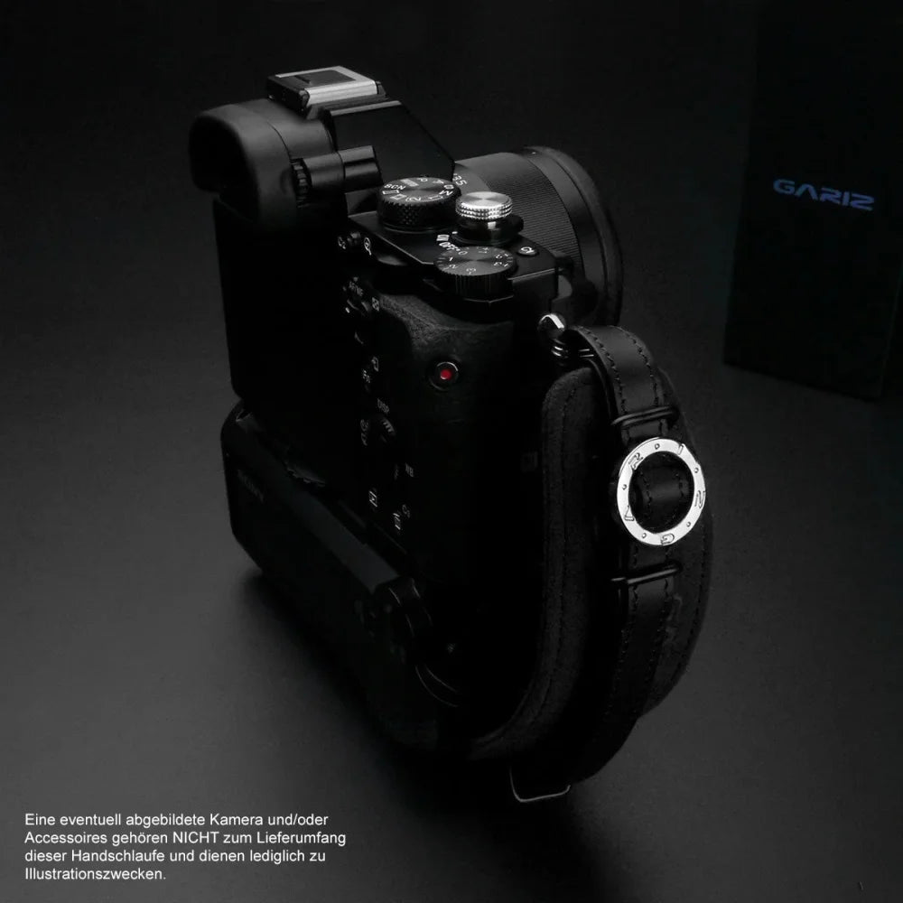 Handschlaufe | Alcantara, Leder, Schwarz | Gariz Design | Ergonomische Gariz Alcantara Handschlaufe Trageriemen Trageschlaufe / At-hg2/cg