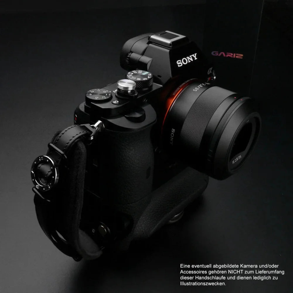 Handschlaufe | Alcantara, Leder, Schwarz | Gariz Design | Ergonomische Gariz Alcantara Handschlaufe Trageriemen Trageschlaufe / At-hg2/cg