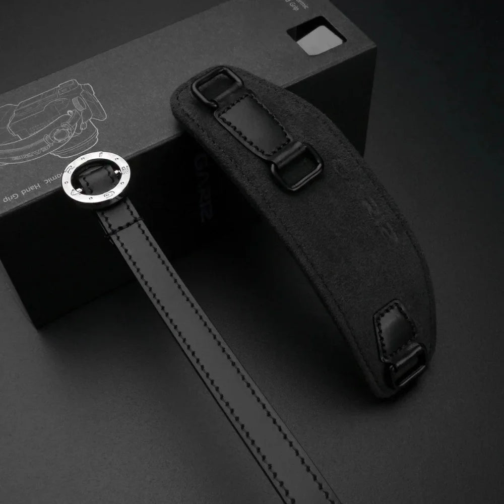 Handschlaufe | Alcantara, Leder, Schwarz | Gariz Design | Ergonomische Gariz Alcantara Handschlaufe Trageriemen Trageschlaufe / At-hg2/cg