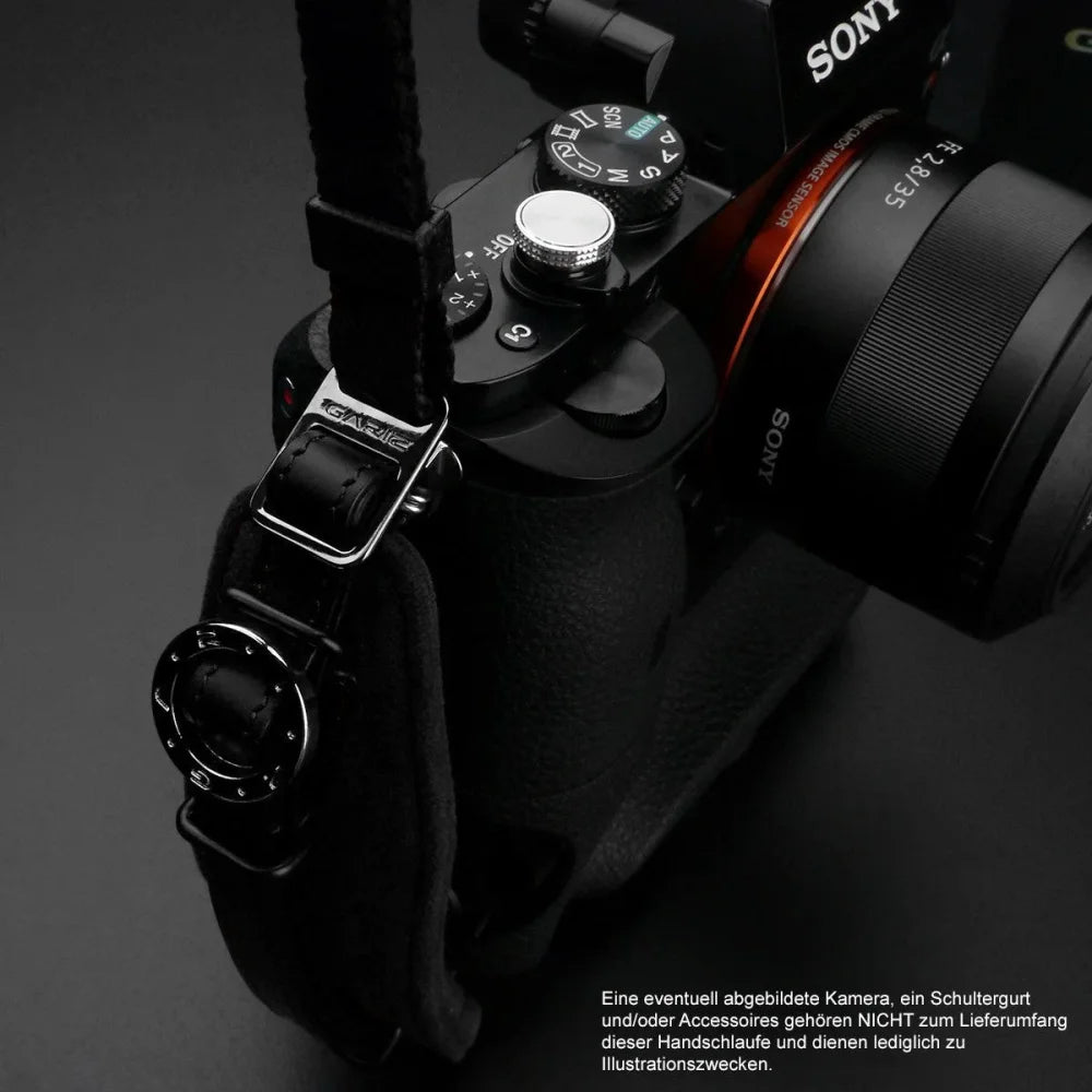 Handschlaufe | Alcantara, Leder, Schwarz | Gariz Design | Ergonomische Gariz Alcantara Handschlaufe Trageriemen Trageschlaufe / At-hg2/cg