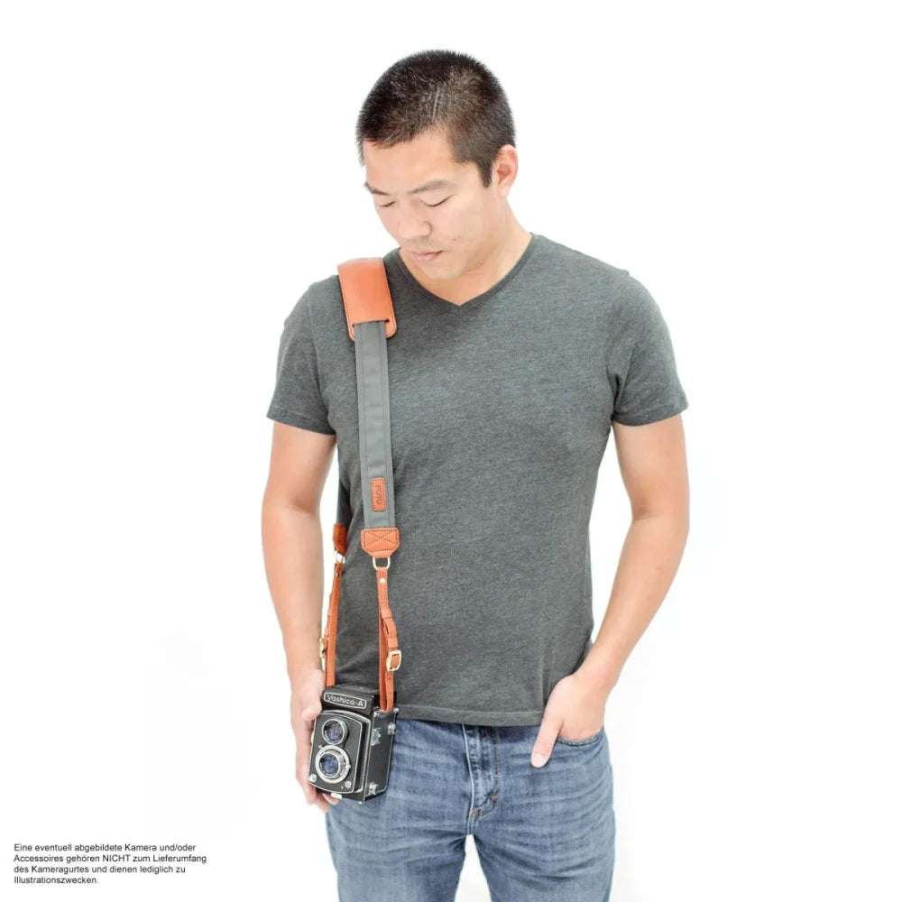 Kameragurte | Baumwolle, Grau / Silber, Leder | Fotostrap By Katie Norris Foto Usa | Fotostrap Kamera Trageriemen Aus Leder Und Baumwolle |