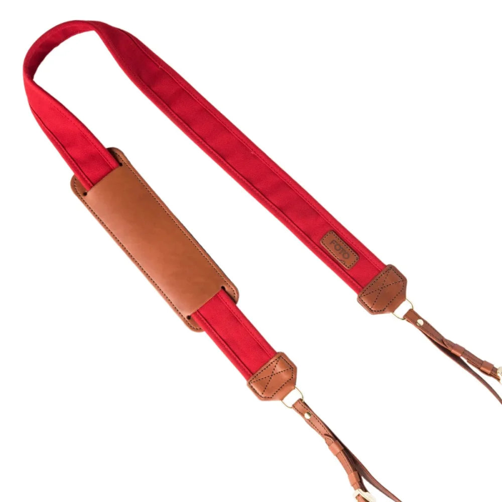 Kameragurte | Baumwolle, Leder, Rot | Fotostrap By Katie Norris Foto Usa | Fotostrap Kameraband Aus Leder Und Baumwoll Canvas | Rot | Katie