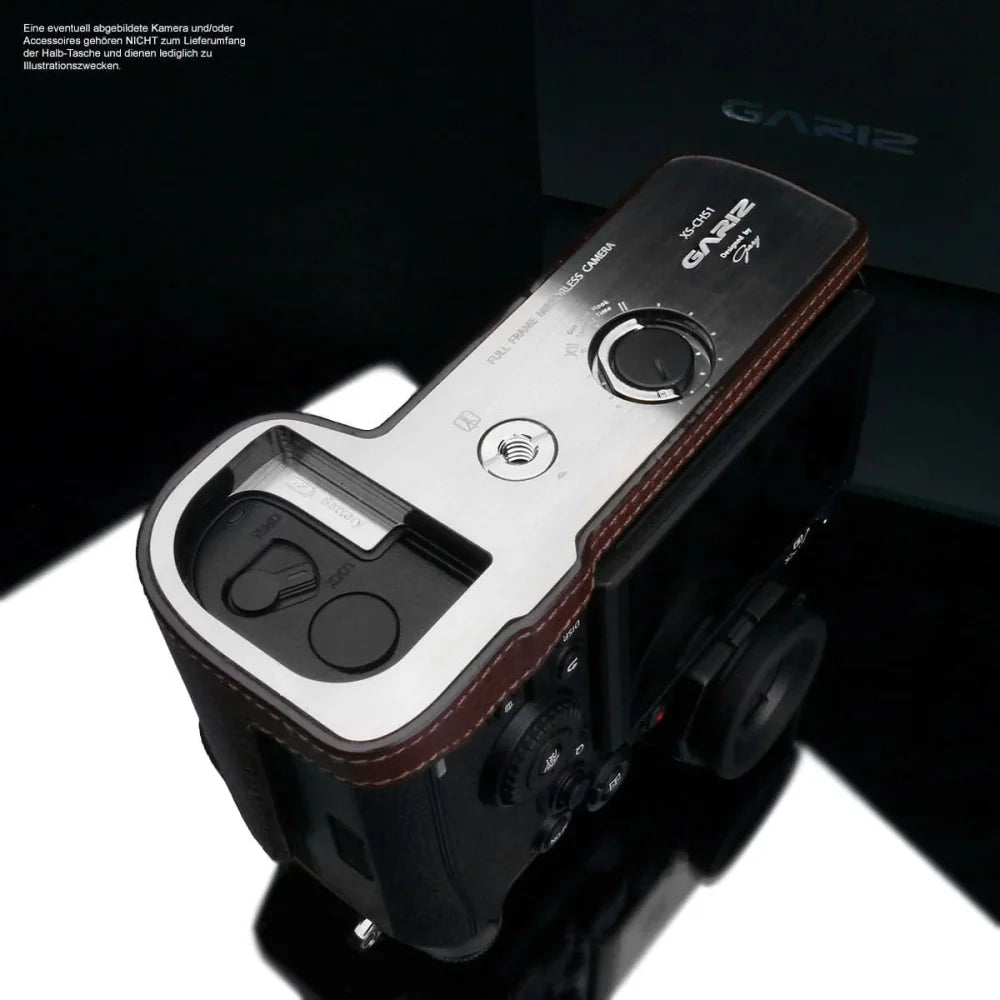 Half Case Bereitschaftstasche | Dunkelbraun, Leder, Panasonic | Gariz Design | Fototasche Für Panasonic Lumix Dc-s1r Dc-s1h Dc-s1 | Leder