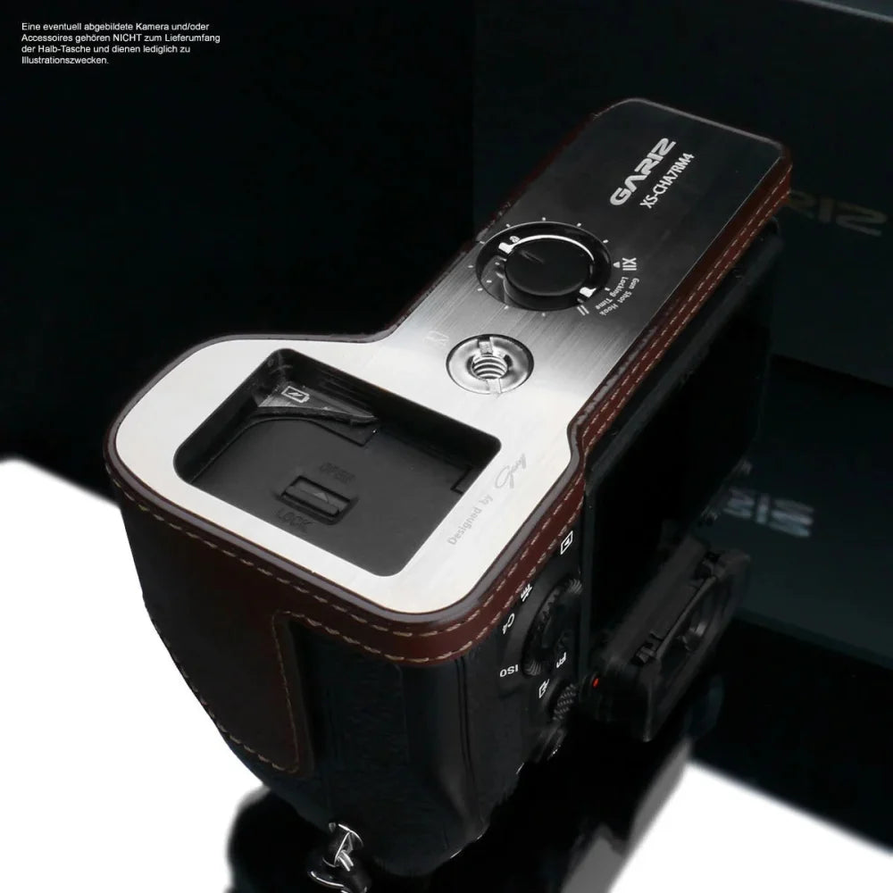 Half Case Bereitschaftstasche | Dunkelbraun, Leder, Sony | Gariz Design | Fototasche Für Sony A7r Iva Und Sony Alpha 7r Mark 4 Aus Leder In