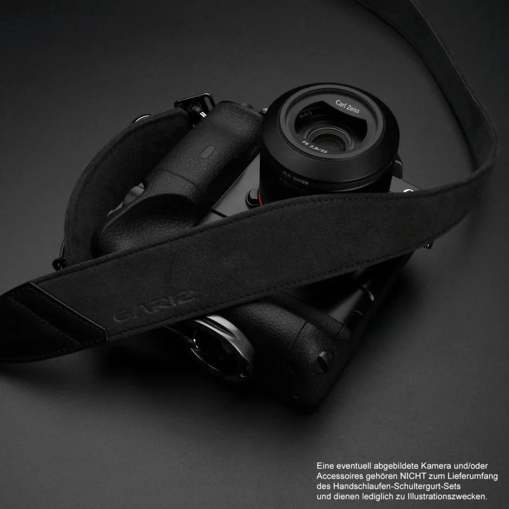 Handschlaufe | Leder, Schwarz | Gariz Design | Gariz Alcantara Handschlaufe Schultergurt Schnellwechelplatte Im Set / At-nfcg