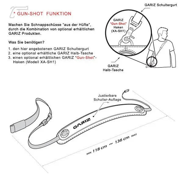 Kameragurte | Leder, Schwarz | Gariz Design | Gariz Echtleder Designer Kamera-gurt / Schultergurt / Trageriemen / Xs-chlsnbk