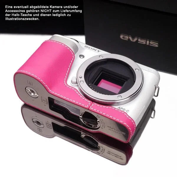 Half Case Bereitschaftstasche | Leder, Rosa / Pink, Sony | Gariz Design | Gariz Kameratasche Ledertasche Tasche Fototasche Für Sony Nex-f3