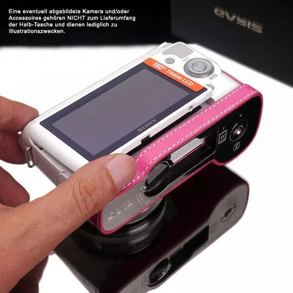 Half Case Bereitschaftstasche | Leder, Rosa / Pink, Sony | Gariz Design | Gariz Kameratasche Ledertasche Tasche Fototasche Für Sony Nex-f3