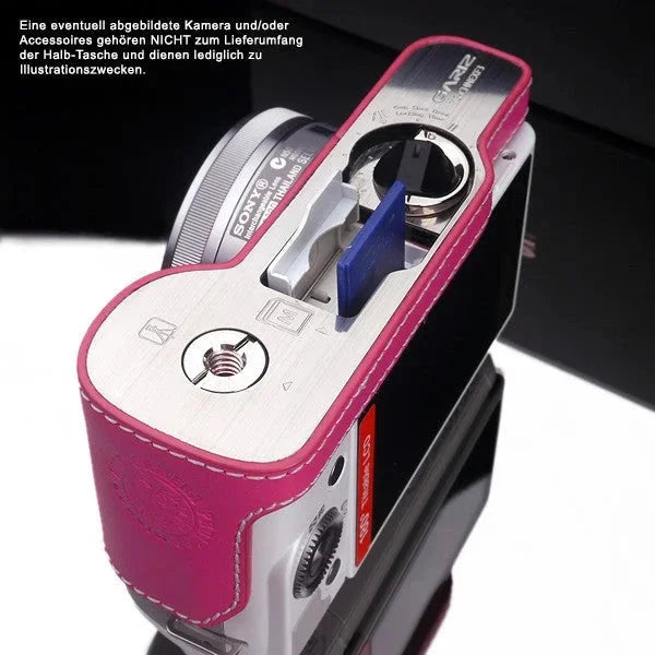 Half Case Bereitschaftstasche | Leder, Rosa / Pink, Sony | Gariz Design | Gariz Kameratasche Ledertasche Tasche Fototasche Für Sony Nex-f3