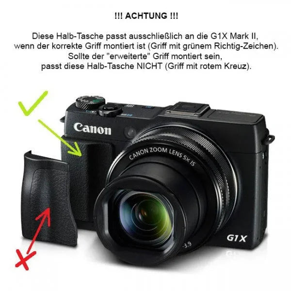Half Case Bereitschaftstasche | Canon, Leder, Schwarz | Gariz Design | Gariz Kameratasche Ledertasche Tasche Für Canon G1x Mark Ii (2) /