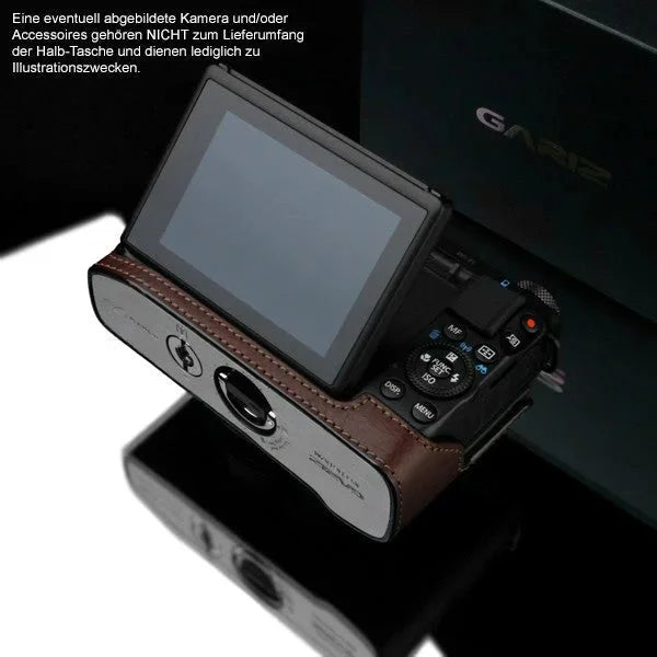 Half Case Bereitschaftstasche | Canon, Dunkelbraun, Leder | Gariz Design | Gariz Kameratasche Ledertasche Tasche Für Canon G1x Mark Ii (2) /