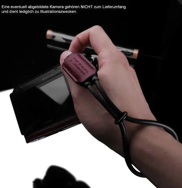 Handschlaufe | Leder, Schwarz | Gariz Design | Gariz Leder Designer Handschlaufe / Trageriemen / Kamera-trageschlaufe / Xs-ws3