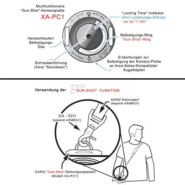 Handschlaufe | Leder, Schwarz | Gariz Design | Gariz Leder Handschlaufe / Trageriemen & Schnellwechelplatte Im Set At-hg2/abk1