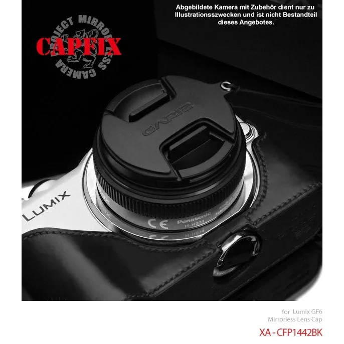 Objektivdeckel Sicherung | Leder | Gariz Design | Gariz Objektivdeckel Sicherung Für Panasonic Lumix g Objektive / Xa-cfp1442bk