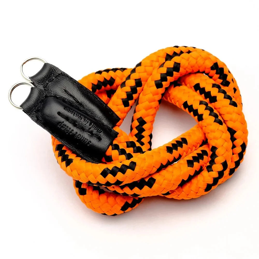 Kameragurte | Leder, Orange, Seil | Sailor Strap | Kamera Schultergurt Aus Seil Geflochten Von Sailor Strap | Schwarz Orange |gr.l