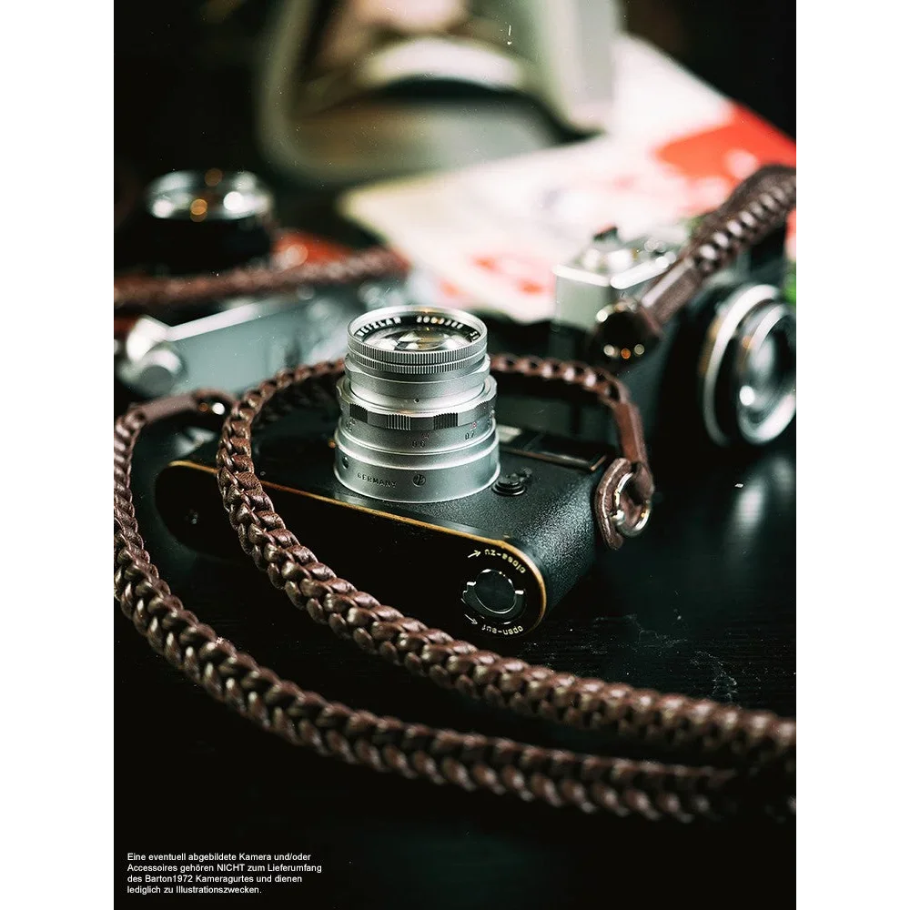 Kameragurte | Dunkelbraun, Leder | Barton 1972 | Kamera Tragegurt Aus Leder Geflochten | Barton 1972 Design | Braun | 125cm