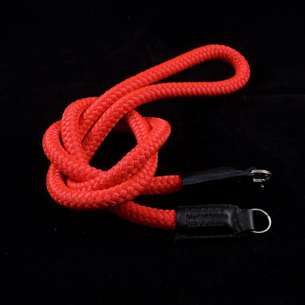 Kameragurte | Leder, Schwarz Und Rot, Seil | Sailor Strap | Kameragurt Aus Kordel Geflochten In Rot | Sailor Strap | Handgefertigt |gr.l