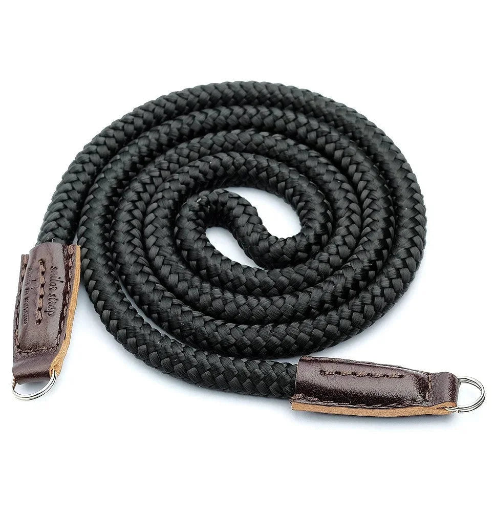 Kameragurte | Leder, Schwarz, Seil | Sailor Strap | Kameragurt Aus Leder Und Seil In Braun Schwarz | Sailor Strap | Handmade |gr.l