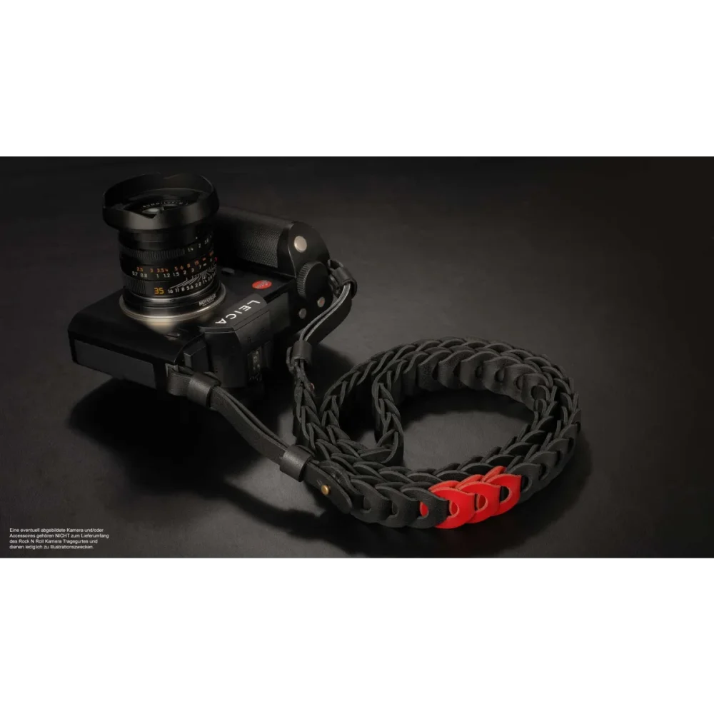 Kameragurte | Leder, Schwarz Und Rot | Rock n Roll Camera Straps And Bags | Kameragurt Für Leica Sl2 Sl s | Schwarz Rot | Rock n Roll Camera