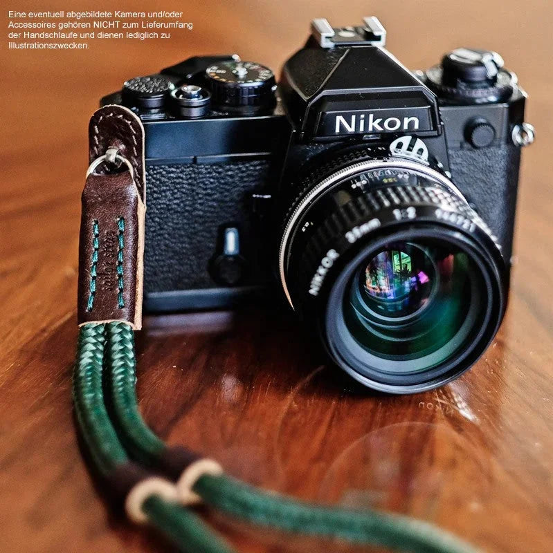Handschlaufe | Khaki / Grün, Leder, Seil | Sailor Strap | Kameraschlaufe Aus Leder Und Seil | Dunkel Grün | Handgefertigt Von Sailor Strap