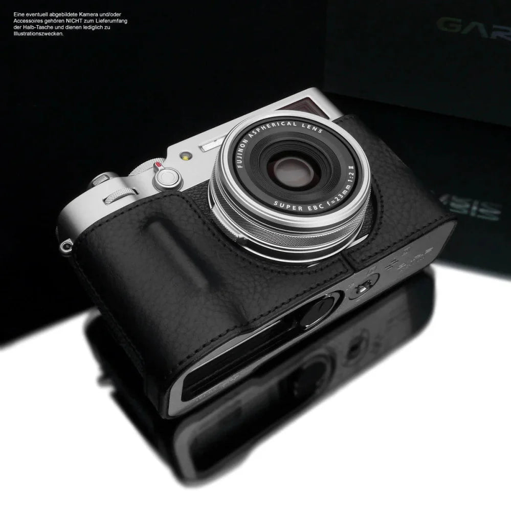 Half Case Bereitschaftstasche | Fuji, Leder, Schwarz | Gariz Design | Kameratasche Für Fujifilm X100v Aus Feinstem Leder In Schwarz Von