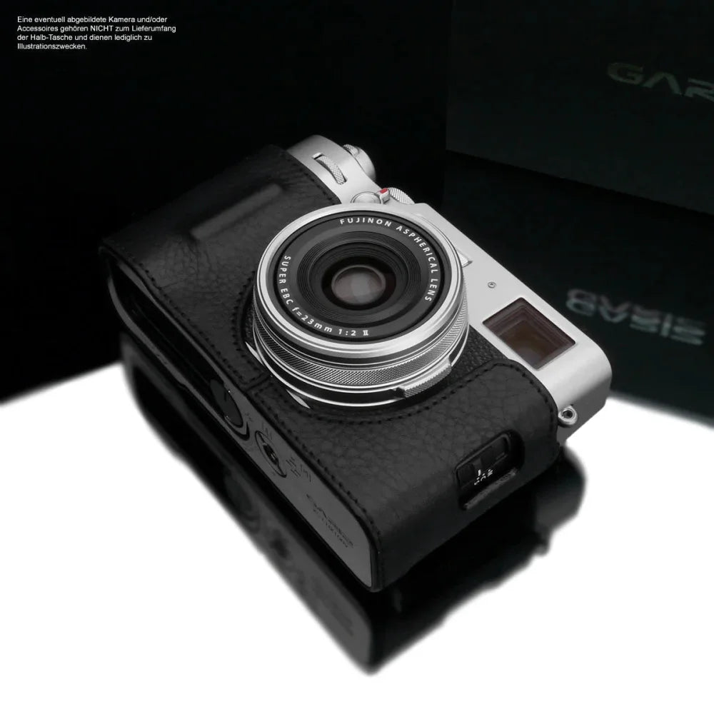 Half Case Bereitschaftstasche | Fuji, Leder, Schwarz | Gariz Design | Kameratasche Für Fujifilm X100v Aus Feinstem Leder In Schwarz Von