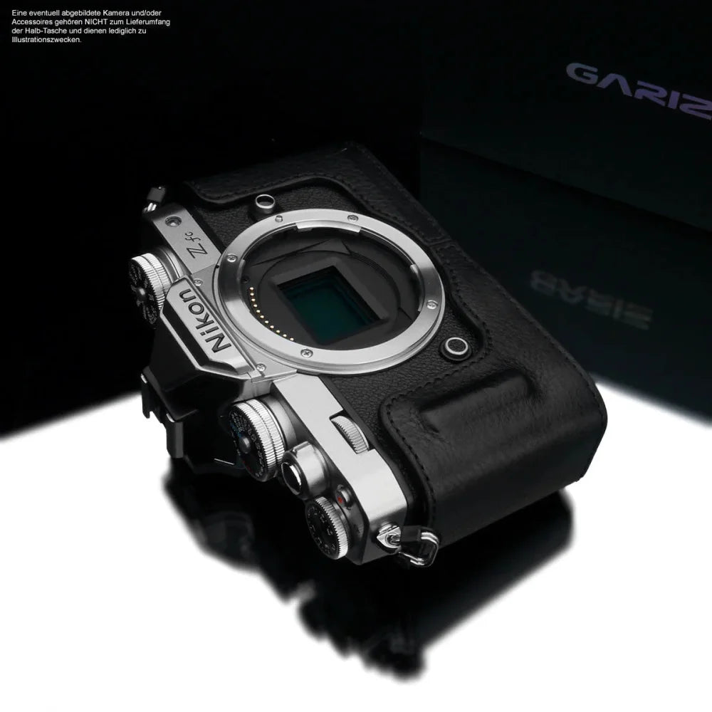Half Case Bereitschaftstasche | Leder, Nikon, Schwarz | Gariz Design | Kameratasche Für Nikon z Fc Aus Italienischem Leder In Schwarz Von