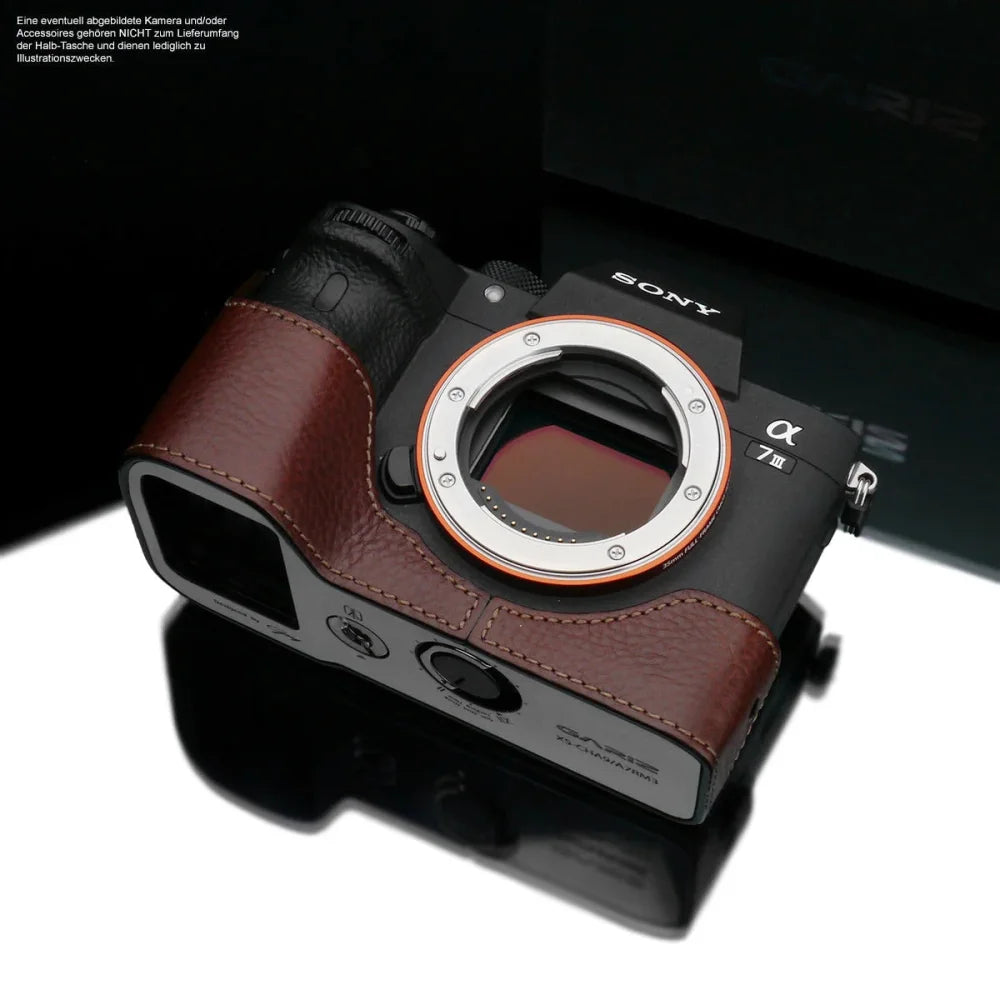 Half Case Bereitschaftstasche | Leder, Schwarz, Sony | Gariz Design | Kameratasche Für Sony Alpha 7 Mark Iii Sony A7r Iii Und Sony A9 In