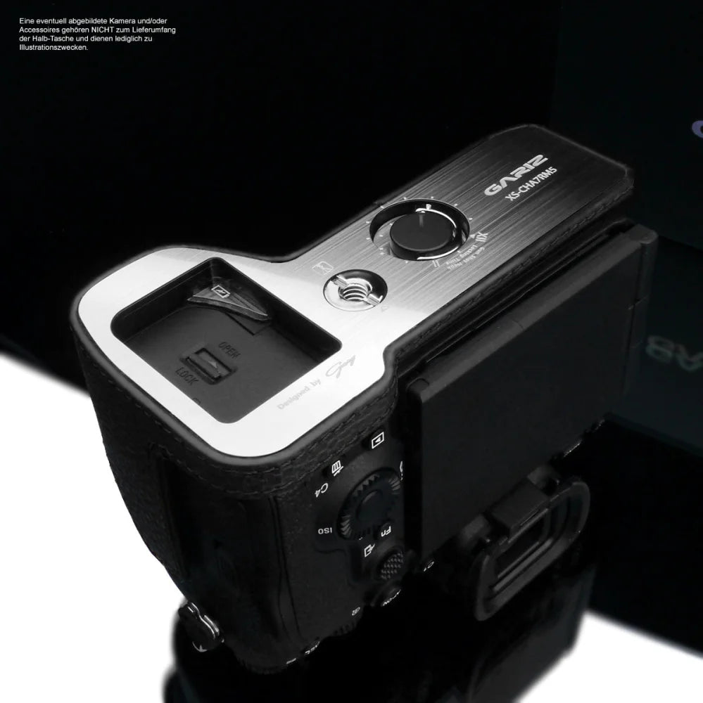 Gariz Design Half Case Bereitschaftstasche | Leder - Schwarz - Sony | Leder Kameratasche Für Sony A7r v Ilce-7rm5 In Schwarz Von Gariz