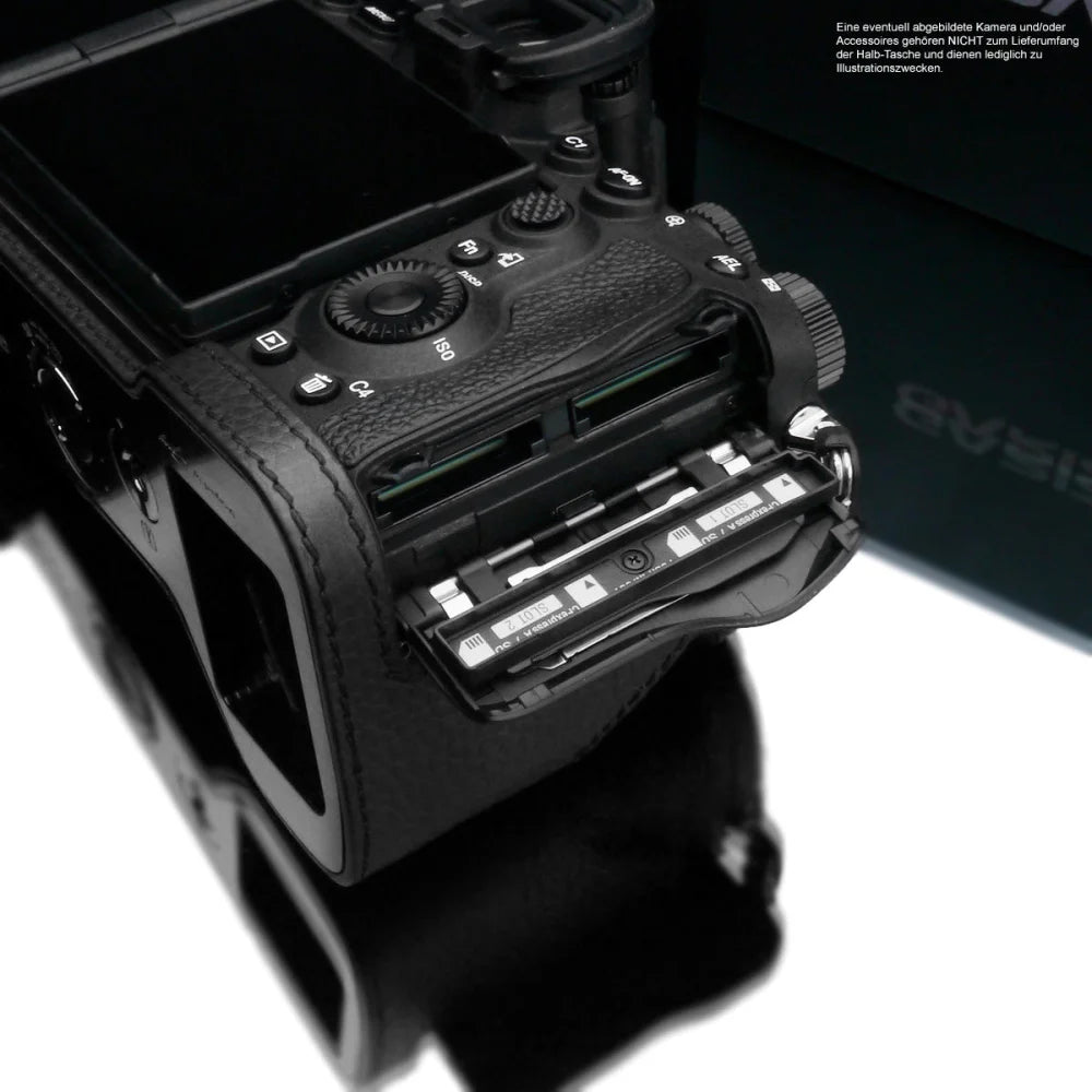 Gariz Design Half Case Bereitschaftstasche | Leder - Schwarz - Sony | Leder Kameratasche Für Sony A7r v Ilce-7rm5 In Schwarz Von Gariz