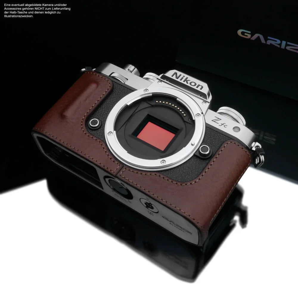 Half Case Bereitschaftstasche | Dunkelbraun, Leder, Nikon | Gariz Design | Tasche Für Nikon Zfc Kamera Aus Hochwertigem Leder In Braun Von