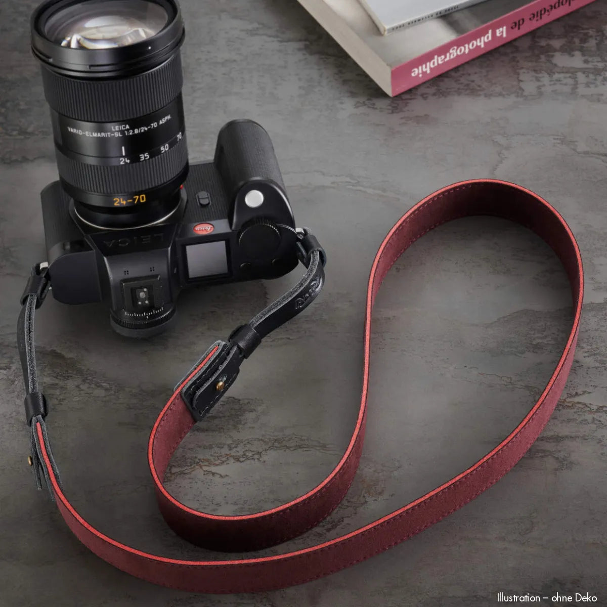 Rock n Roll Camera Straps And Bags Kameragurte | Alcantara Kamera Schultergurt für Z.b. Leica Sl3 von | Dunkelrot | 125cm