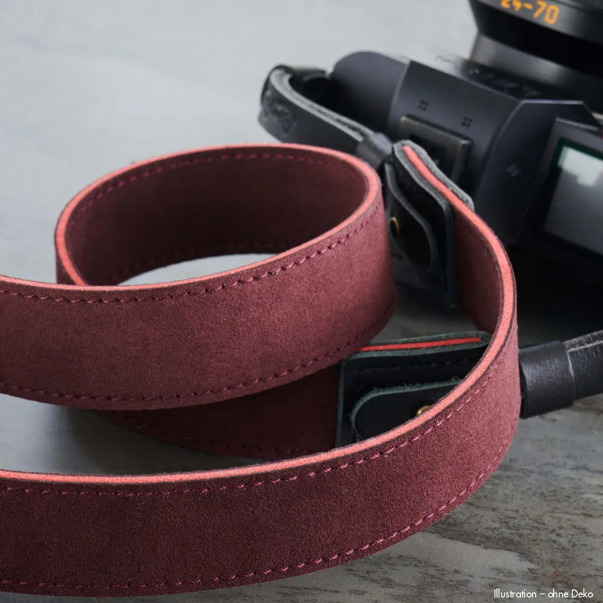 Rock n Roll Camera Straps And Bags Kameragurte | Alcantara Kamera Schultergurt für Z.b. Leica Sl3 von | Dunkelrot | 125cm