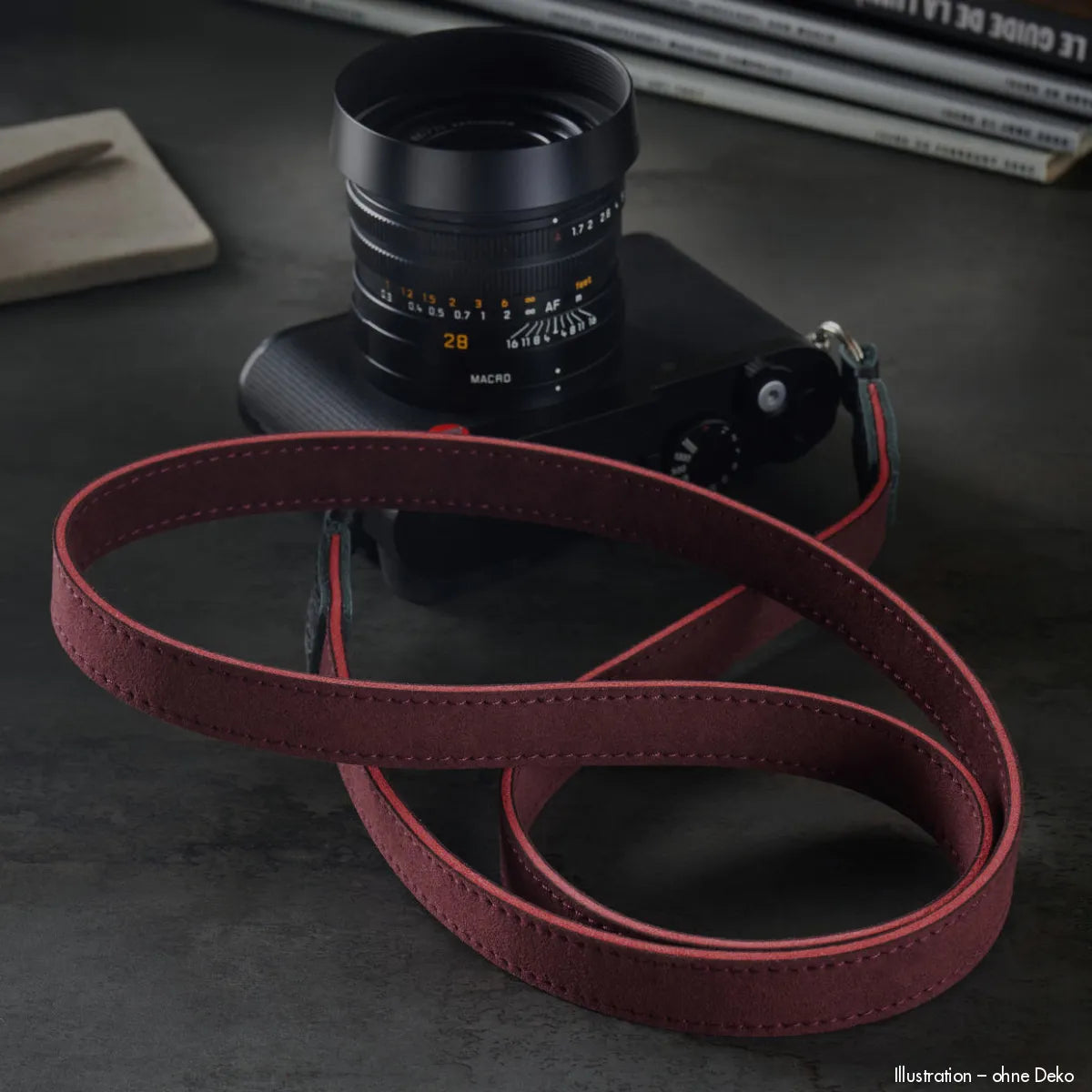 Rock n Roll Camera Straps And Bags Kameragurte | Alcantara Kamera Schultergurt von | Dunkelrot | für Z.b. Leica Q2 | 125cm