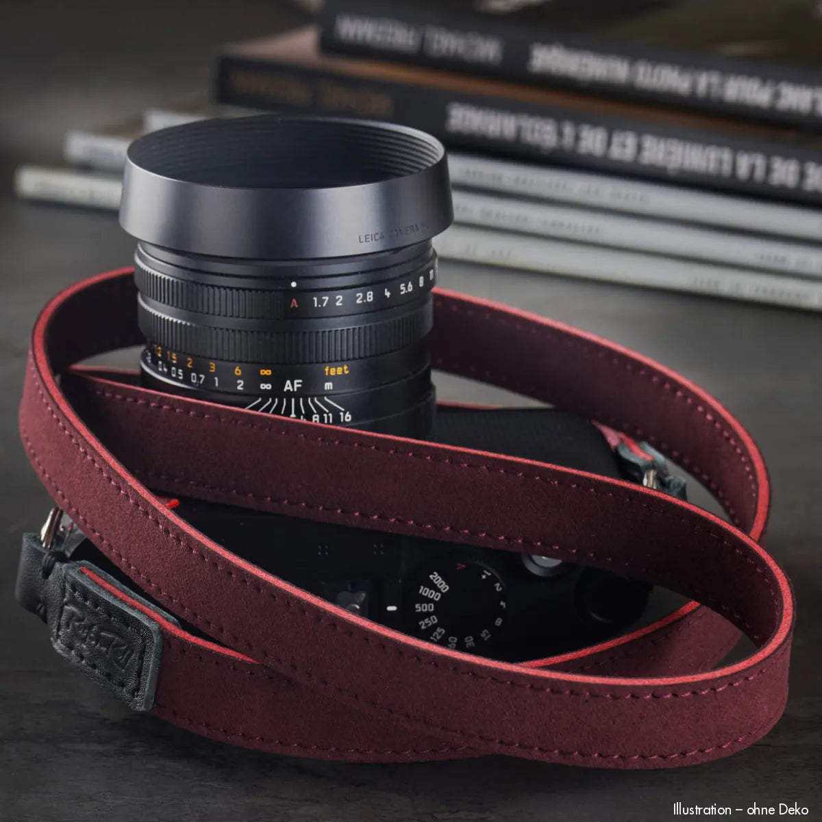 Rock n Roll Camera Straps And Bags Kameragurte | Alcantara Kamera Schultergurt von | Dunkelrot | für Z.b. Leica Q2 | 125cm