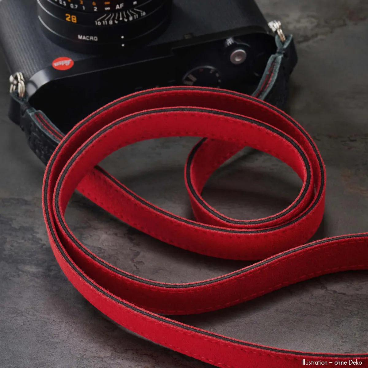 Rock n Roll Camera Straps And Bags Kameragurte | Alcantara Wildleder Kameragurt von | Rot Schwarz | Z.b. für Olympus Om d | 125cm