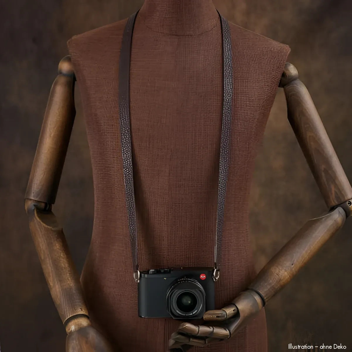Brauner Kamera-Gurt aus italienischem Narbenleder mit Kamera