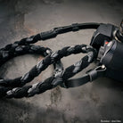 Exklusiver schwarzer geflochtener Ledergurt von Rock N Roll mit Totenkopfschnalle