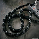Schwarzer geflochtener Nappa-Wildleder-Kameragurt von Rock N Roll mit Silber-Hardware