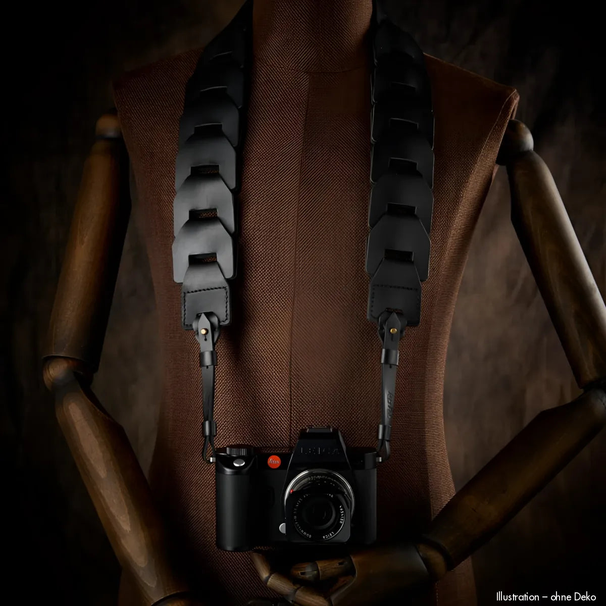 Schwarzer Leder-Kameraschlitzgurt mit verstellbarer Schnalle für Leica M-Serie