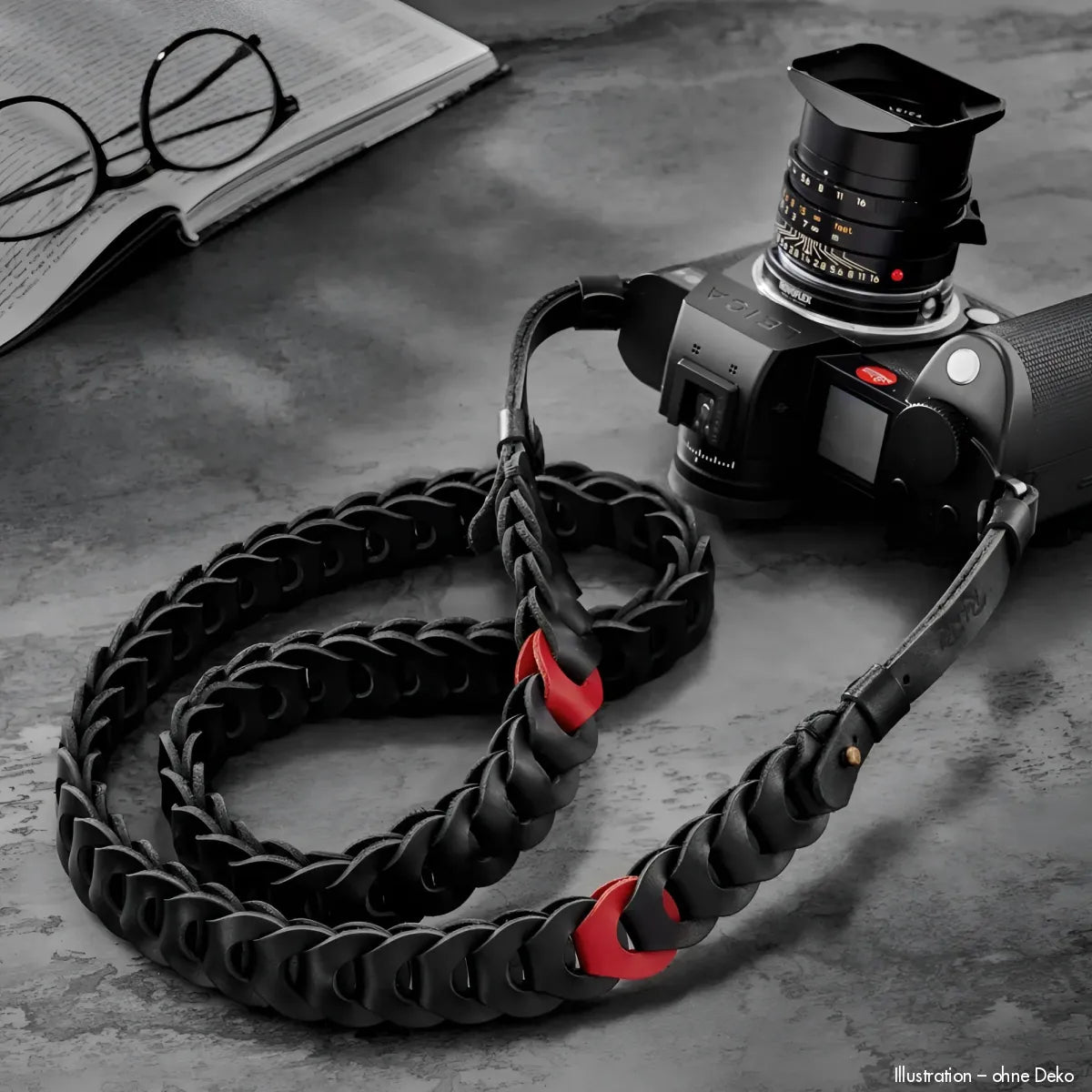 Rock n Roll Camera Straps And Bags Kameragurte | Kamera Tragegurt aus Leder in Schwarz Rot von Passend an Leica Sl2 Etc.| 100cm