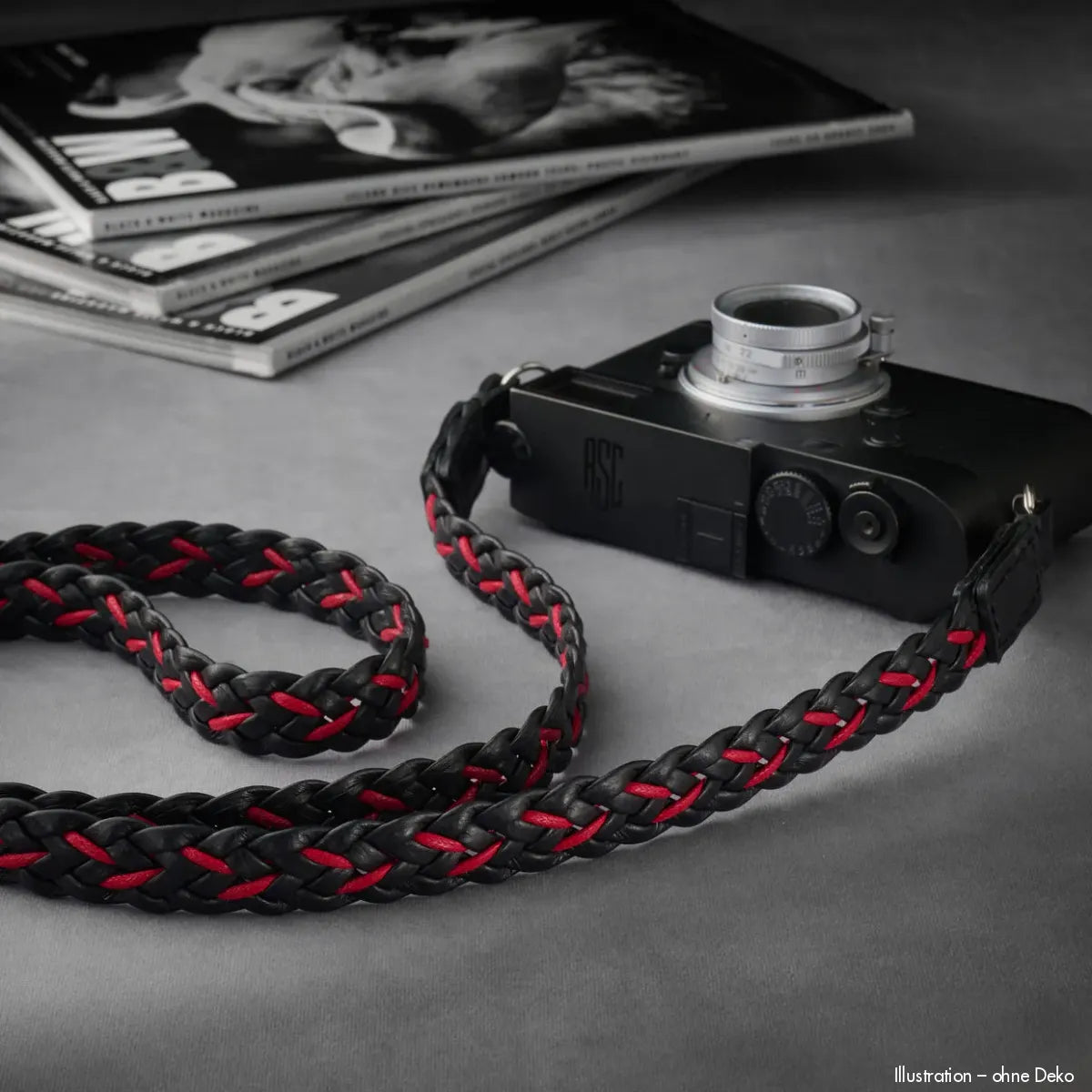 Rock n Roll Camera Straps And Bags Kamerazubehör in Schwarz und Rot | Kameragurt aus Leder Geflochten für Systemkameras n 125cm