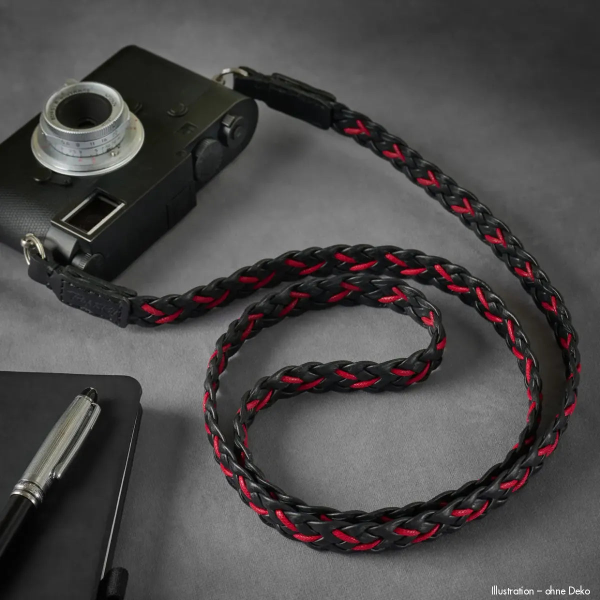 Rock n Roll Camera Straps And Bags Kamerazubehör in Schwarz und Rot | Kameragurt aus Leder Geflochten für Systemkameras n 125cm