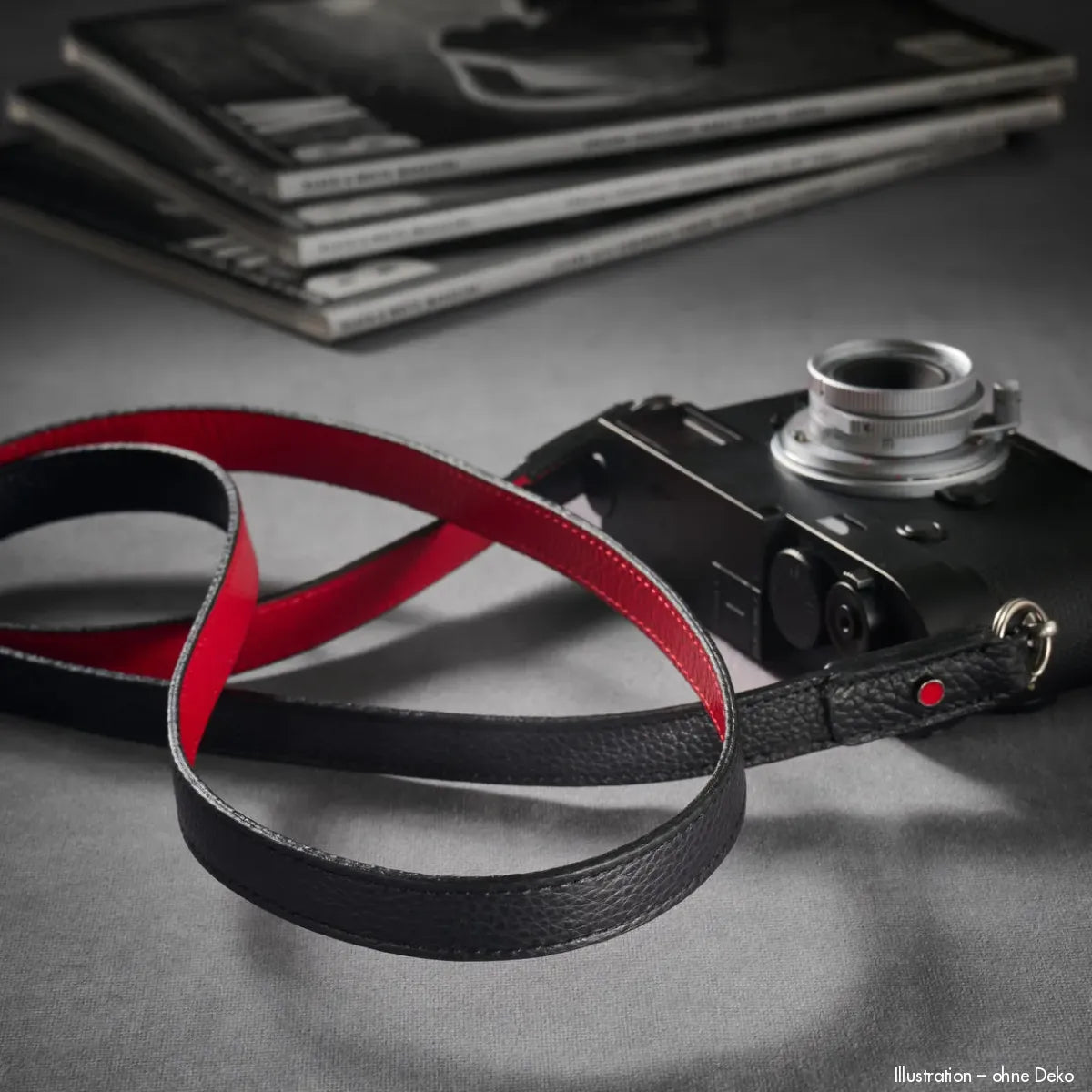 Rock n Roll Camera Straps And Bags Kamerazubehör Speziell für Fuji | Kameragurt aus Schwarz Rotem Leder von | Z.b.für Fujifilm x | 125cm